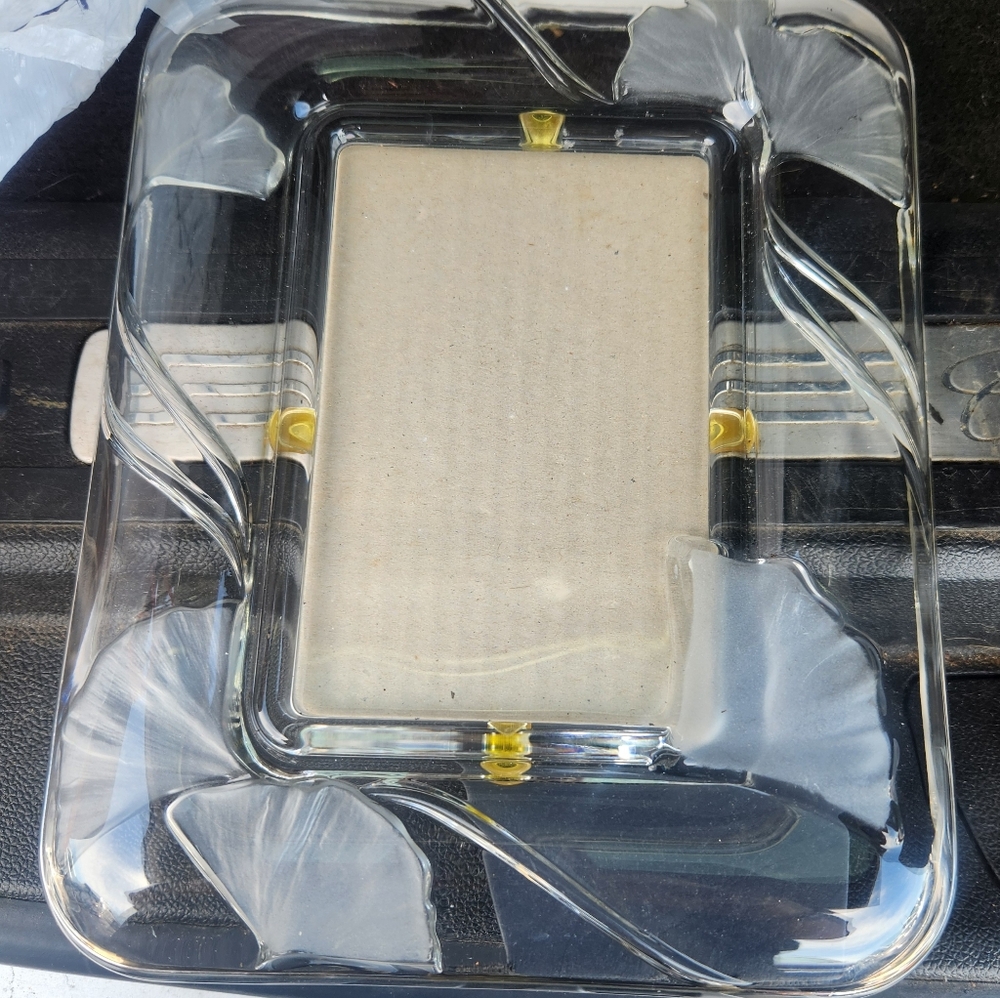Clear Glass Picture Frame with Floral Design